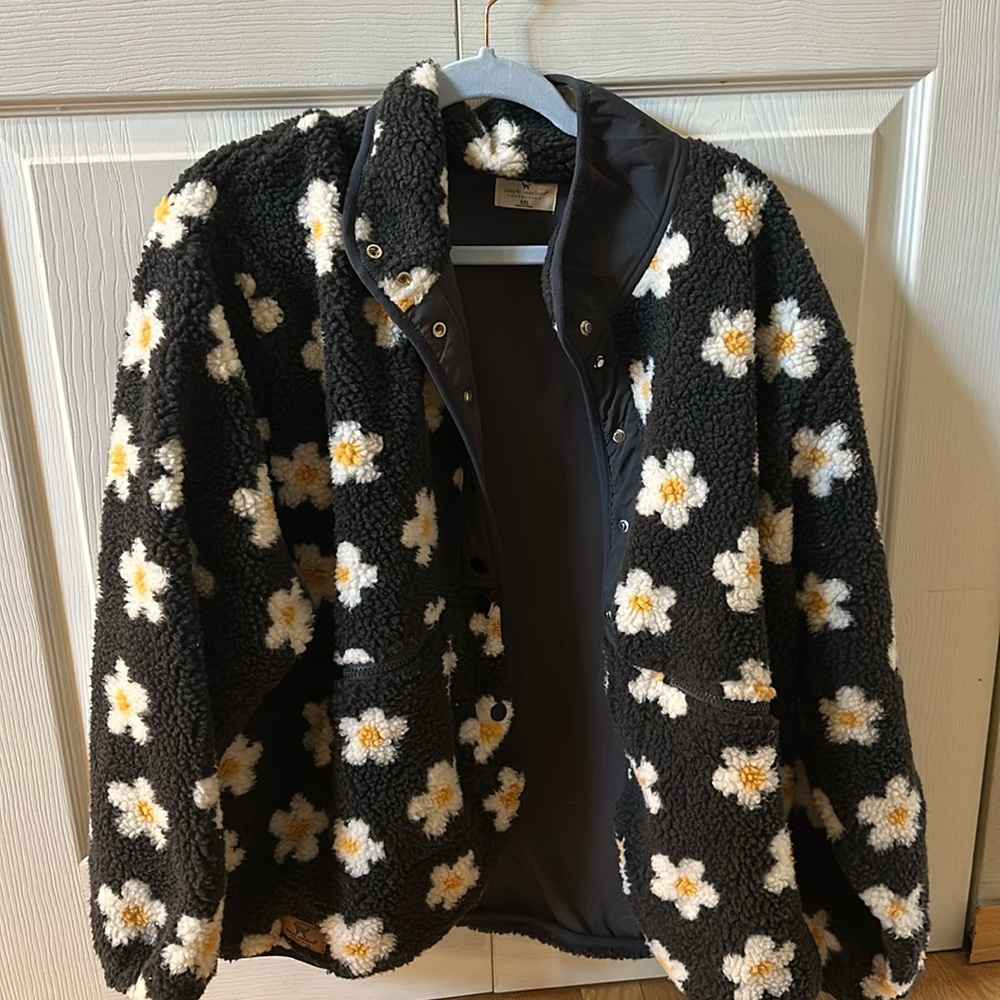 Simply southern daisy fuzzy jacket